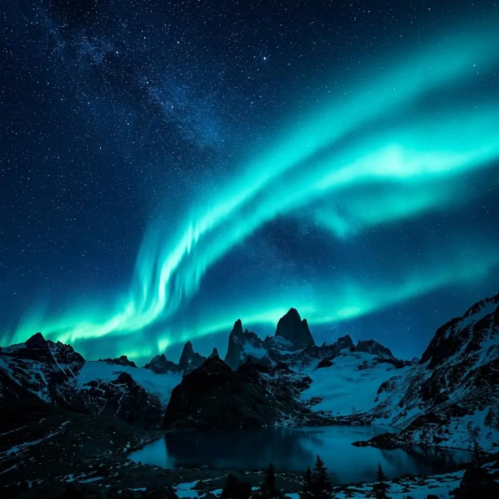 Aurora over mountains